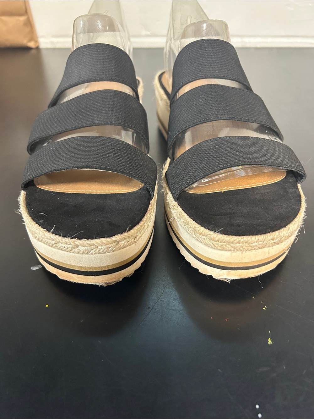 Universal Thread Black Triple-Strap Espadrille Platform Sandals - Picture 6 of 7